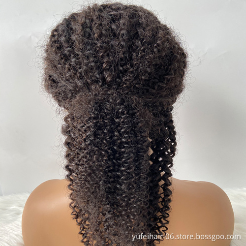 Afro Curly Wigs Natural Hairline 150% Density Remy Human Hair For Black Women wholesale short lace front bob wig